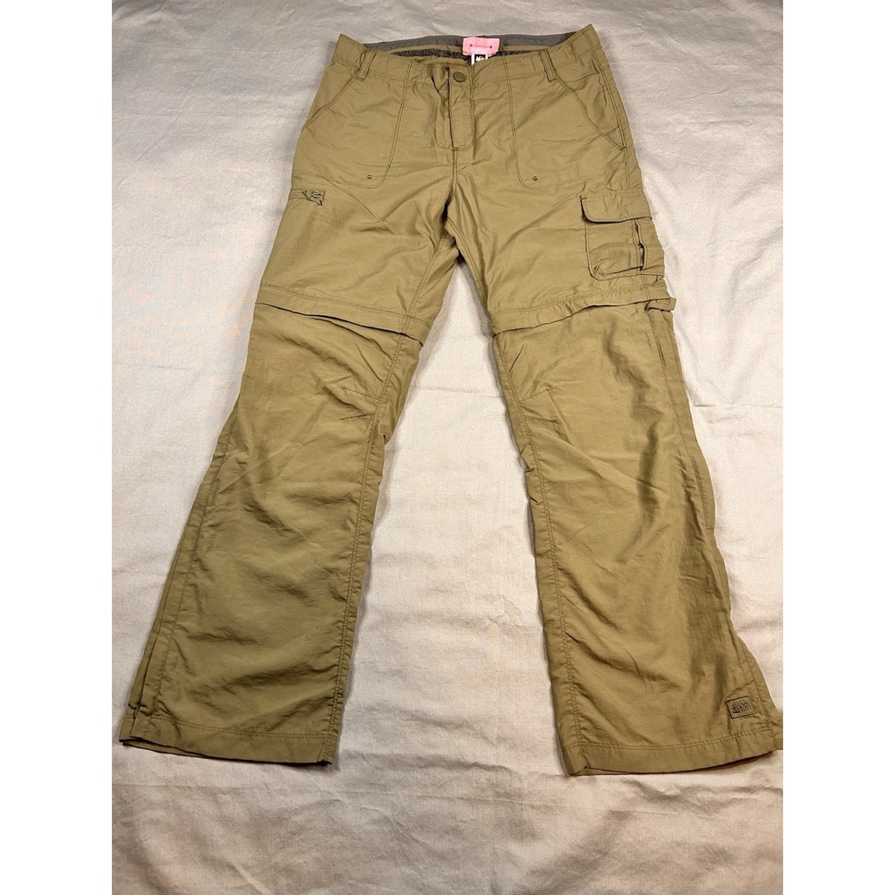 REI Pants Girls 14/16 Khaki Green Convertible Hiking Cargo Outdoor